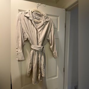 Belted Zara shirt dress, light grey